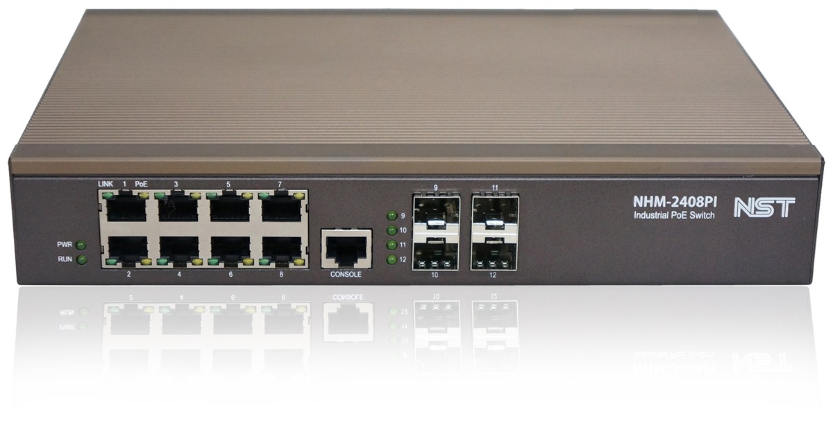 NST NHM-2408PI 산업용 PoE 스위치 8포트 + 4 SFP (전원 내장)