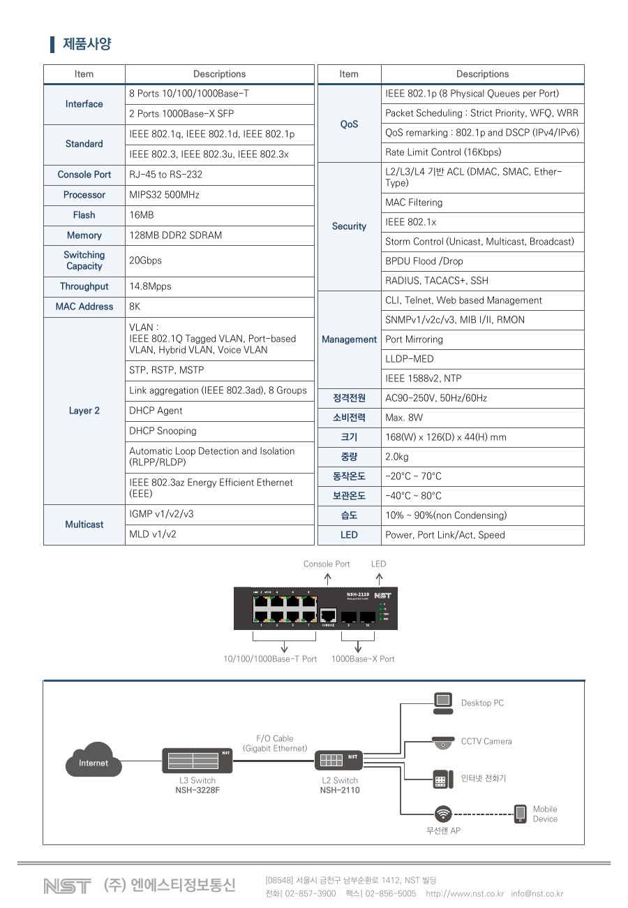 NST NSH-2110 8포트 기가비트 L2 스위치 + 2 SFP (관리형) 상세 이미지 6