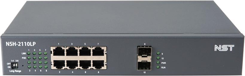 NST NSH-2110LP 8포트 기가비트 PoE 스위치 + 2 SFP (장거리 PoE 230m)